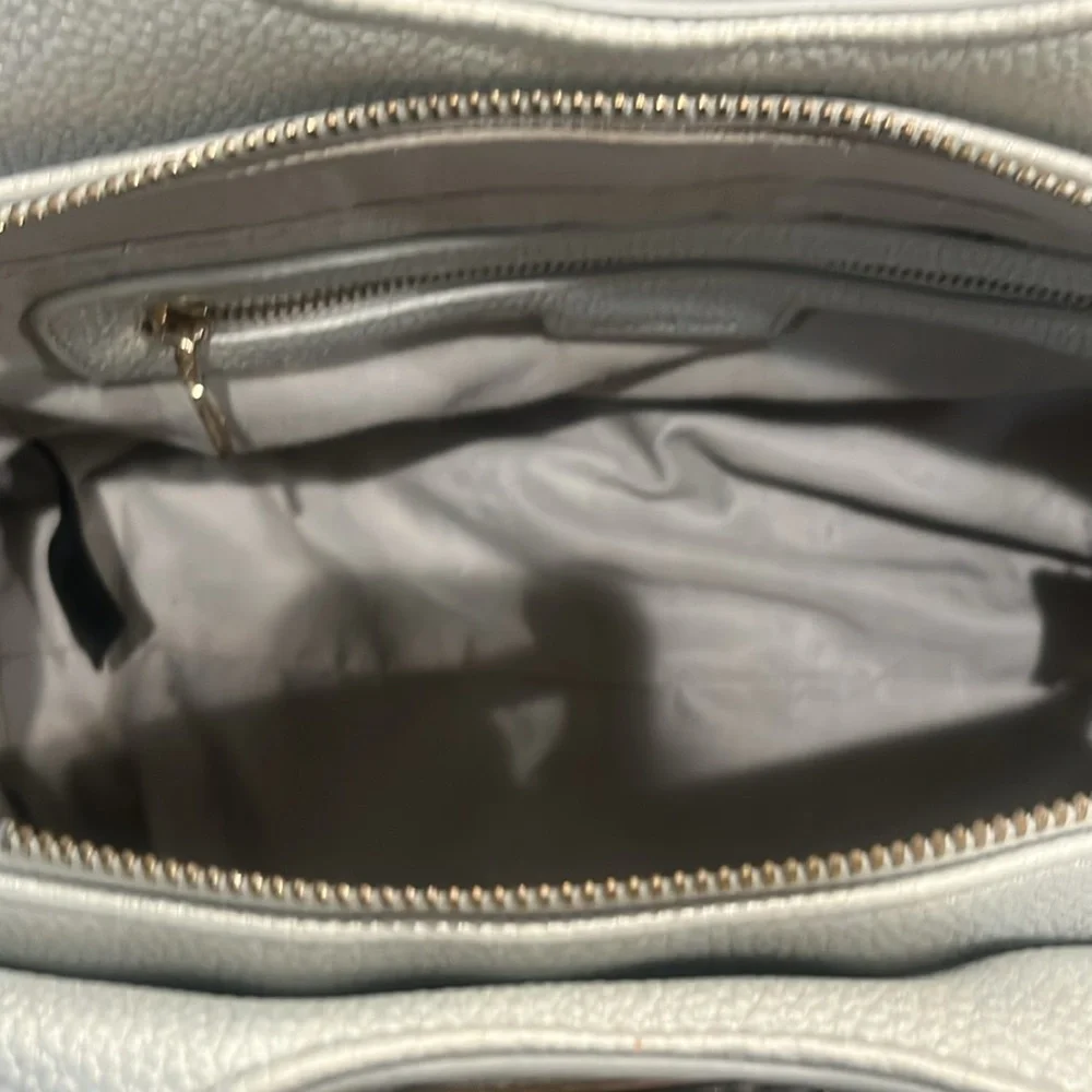 Bebe Natalie Satchel Purse silver and golds accents. - Picture 6 of 11